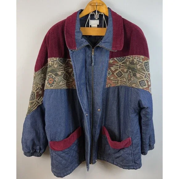 Vintage 90's Womens Denim Tapestry Jacket Size XL - Picture 2 of 5